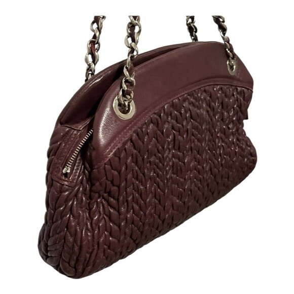 Vintage Leather Suarez Shoulder Bag Burgundy Braided Chain Strap Medium - Picture 5 of 16